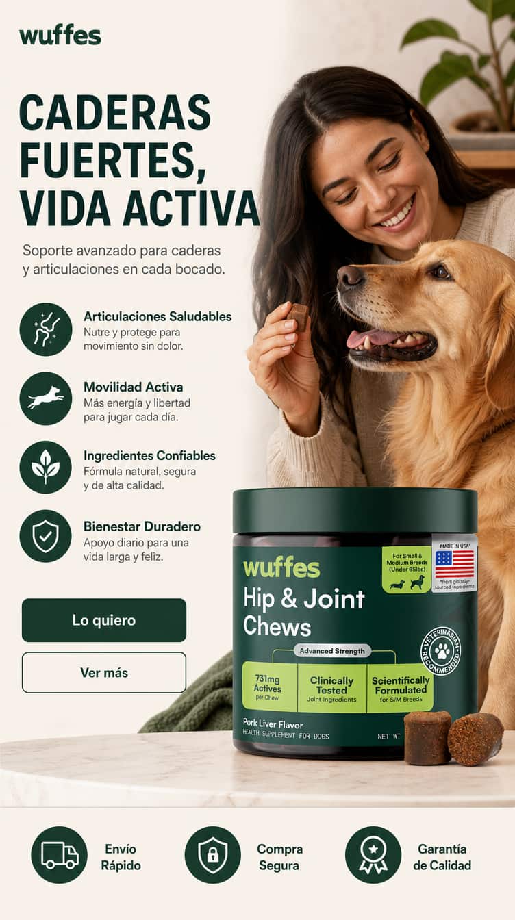 Wuffes Suplemento Avanzado de Cadera y Articulaciones para Perros (60 Masticables)